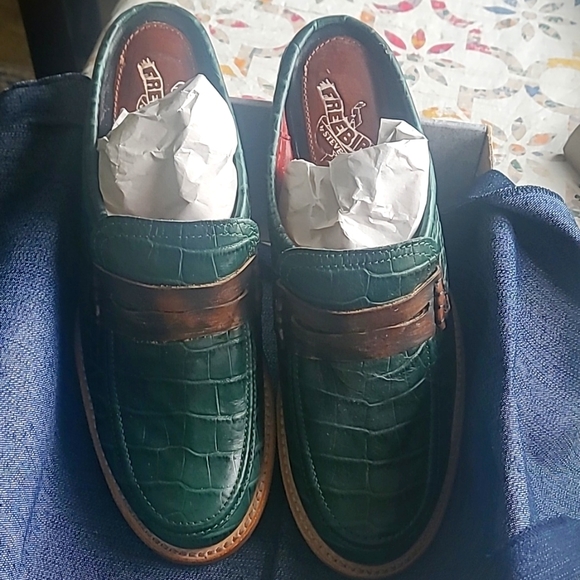 Freebird Green croc mule shoes - Picture 1 of 4